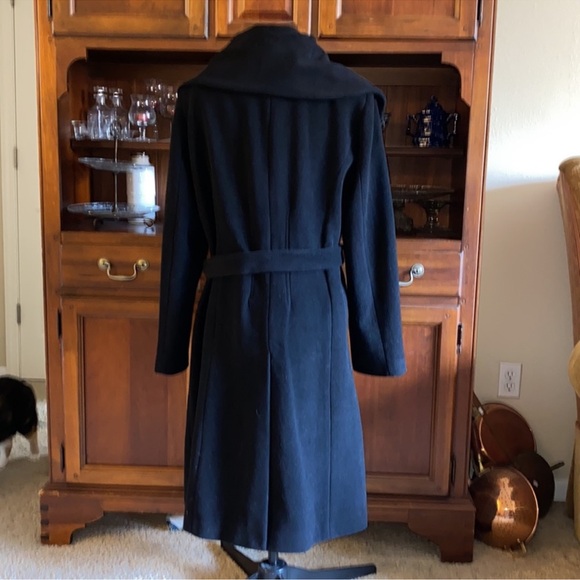 Gorgeous Calvin Klein Shawl Collar Coatdress-style black wool coat -- size 18 - Picture 2 of 7